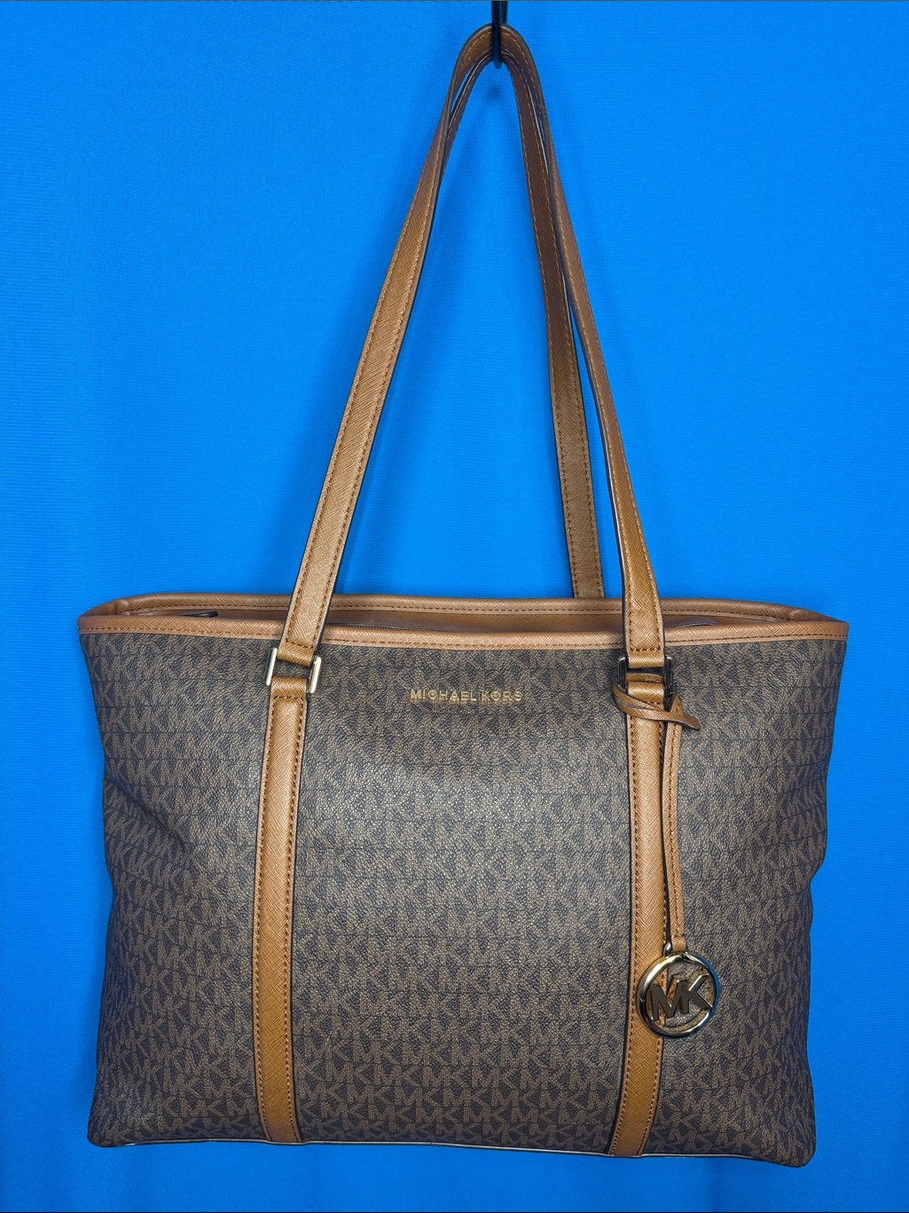 Michael Kors Large Sady Carryall Brown Signature Logo Laptop / Shoulder Tote Bag